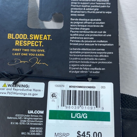 Under Armour Project Rock Training Gloves Leather Weightlifting Men’s LG 1353074 - Picture 6 of 7